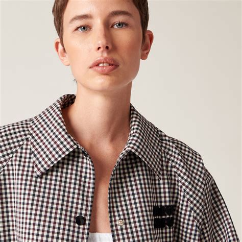 miu miu gingham jacket|White/burgundy Gingham Check Blouson Jacket .